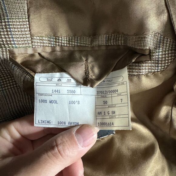 Vtg Isia Blazer Sport Coat 40S (50 it) Mens Brown Check Wool - Picture 12 of 12